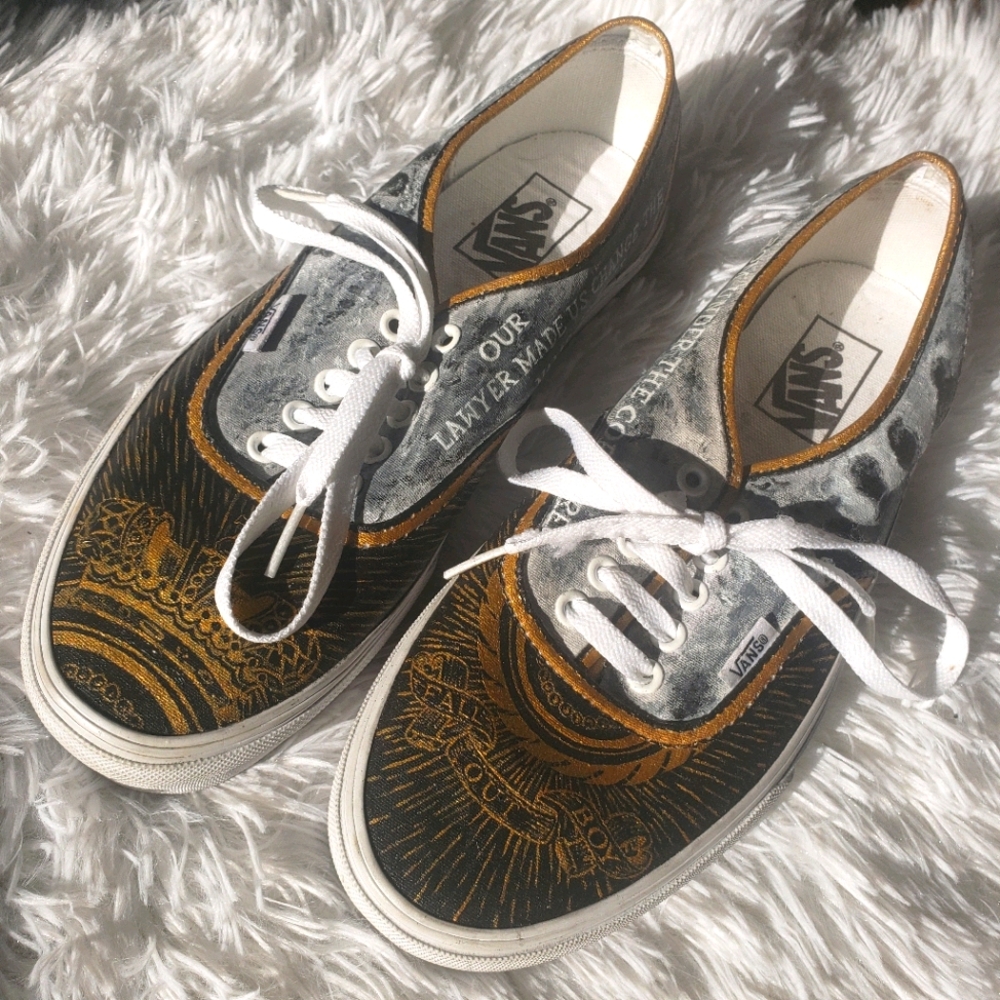 Hand Painted Fall Out Boy Cork Tree Vans - Picture 1 of 8
